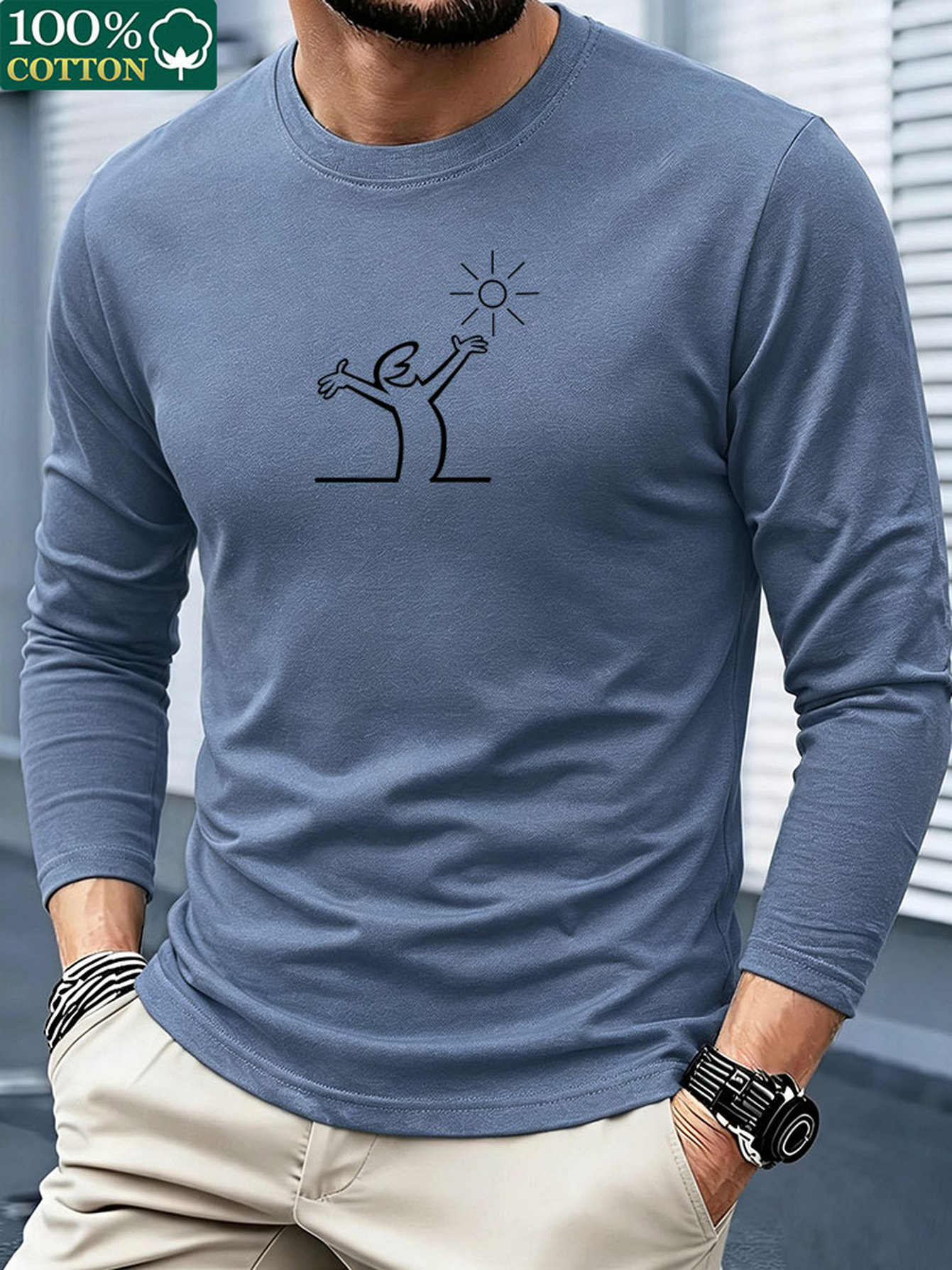Mens Fashion Summer - Kaos Lengan Panjang Katun 100% untuk