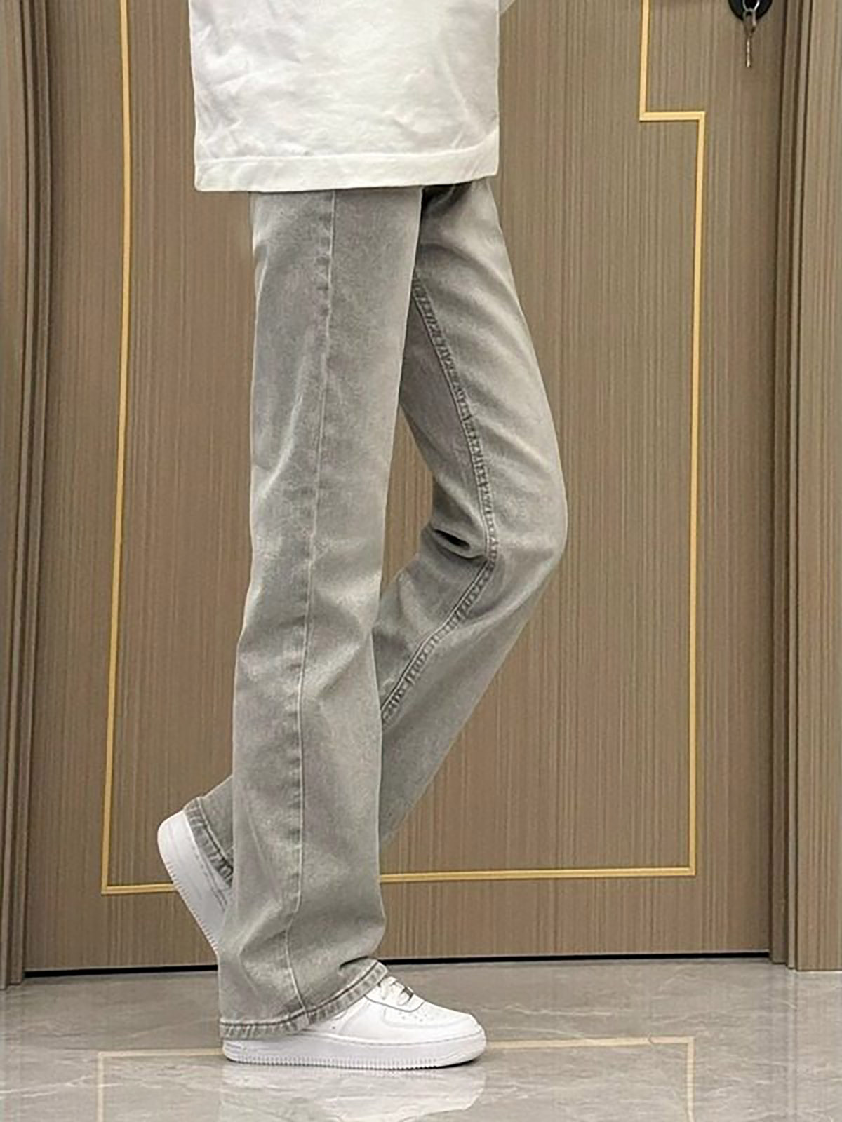 Celana Jeans Pria Model Lurus  - Men'S Fashion Grey Jeans ulasan dan harga