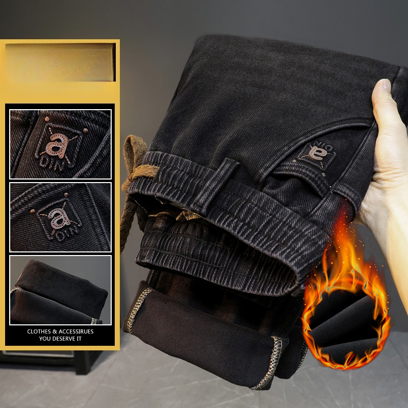 Celana Jeans Fleece Baru Musim - Men'S Fashion Grey Jeans ulasan dan harga